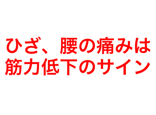 ひざ、腰の痛みは筋力低下のサイン
