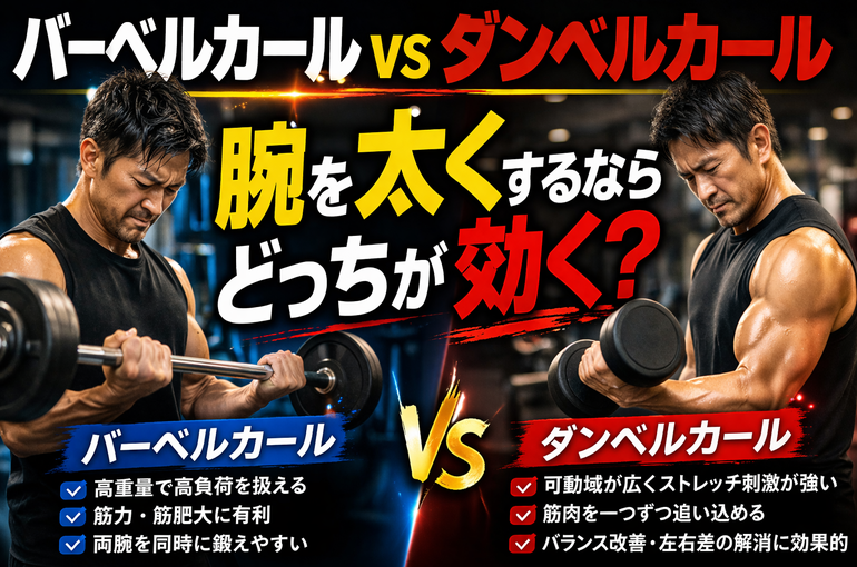 バーベルカール vs ダンベルカール｜腕を太くするならどっちが効く？
